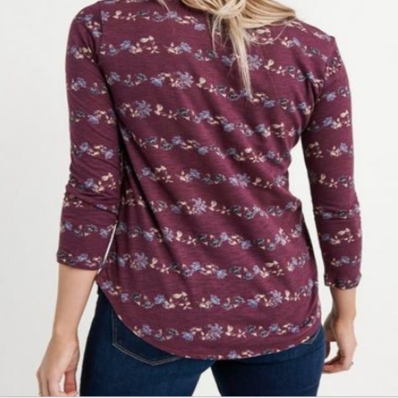 NWT LUCKY BRAND 3/4 Sleeve Placed Floral Tee XS, M - Picture 3 of 3